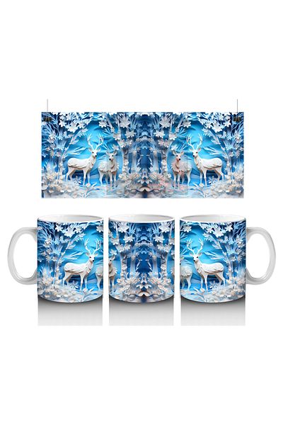 Luluyen Ice Deer with Crystal Background – Printed Mug
