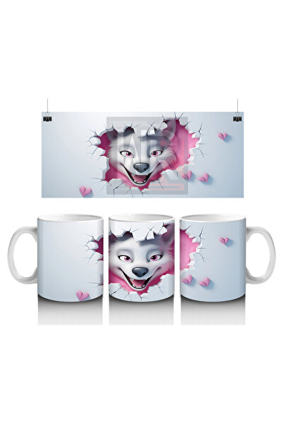 Luluyen ذئب ينظر من خلال جدار ممزق - كوب قهوة مطبوع