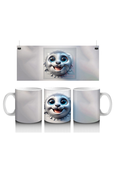Luluyen Cute Baby Arctic Fox between Cracked Walls - Printed Coffee Mug