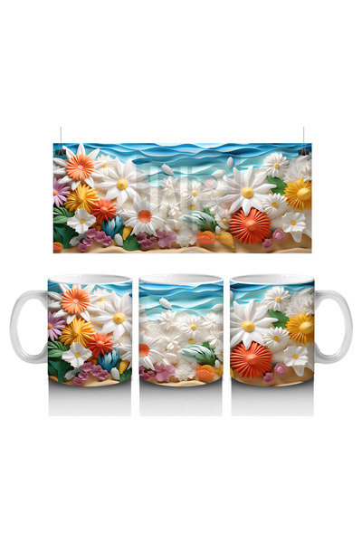 Luluyen Tropical Birds and Flowers in Orange Tones – Printed Coffee Mug