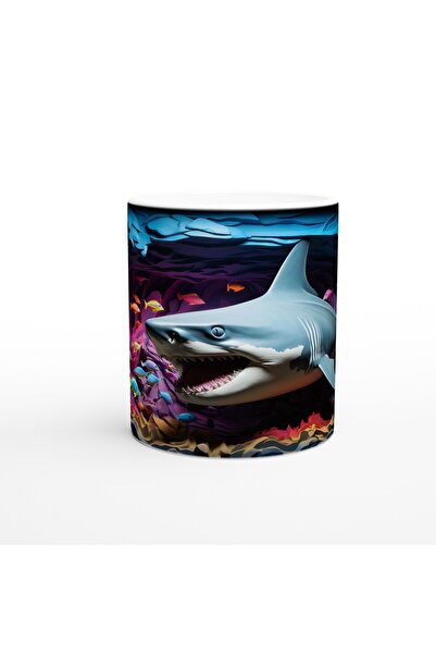 Luluyen Shark Themed Mug in Colorful Coral Reef