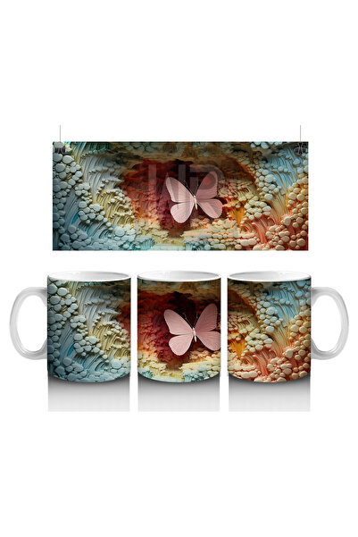 Luluyen فراشة واحدة على أوراق مناديل الورق - كوب قهوة مطبوع