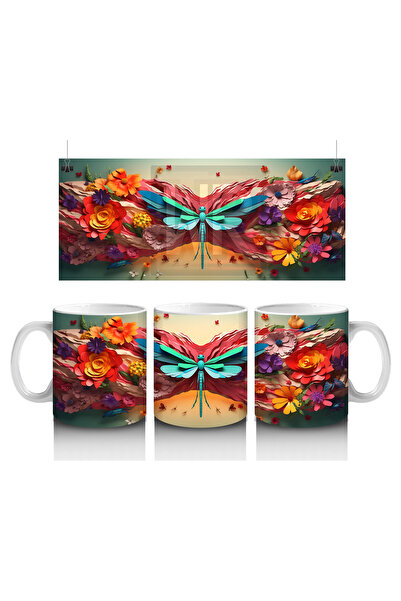 Luluyen الخنفساء ذات الأجنحة الوردية اللامعة في حديقة الزهور الملونة - كوب قه...