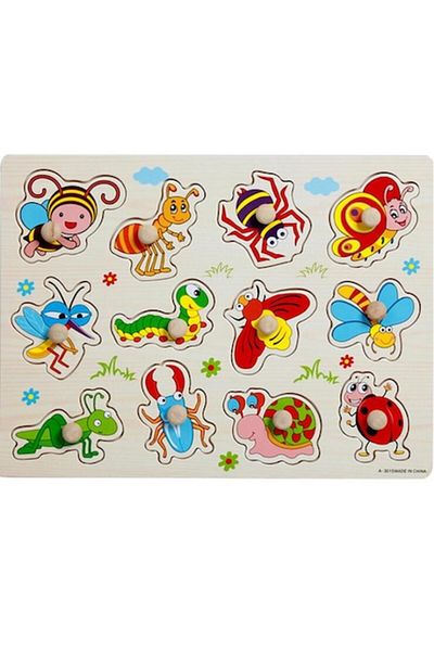 Bibilel Educational Wooden Puzzle with 12 Insects, BBL1651