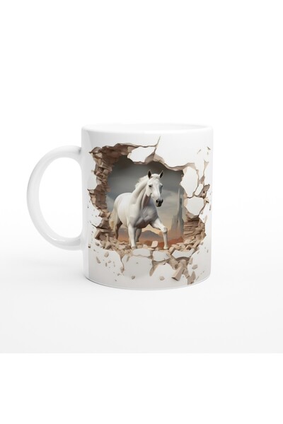 Luluyen كوب مطبوع عليه حصان أبيض يركض إلى الحرية