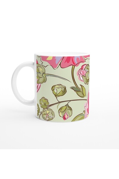 Luluyen Pink Brush Flowers Mug Cup