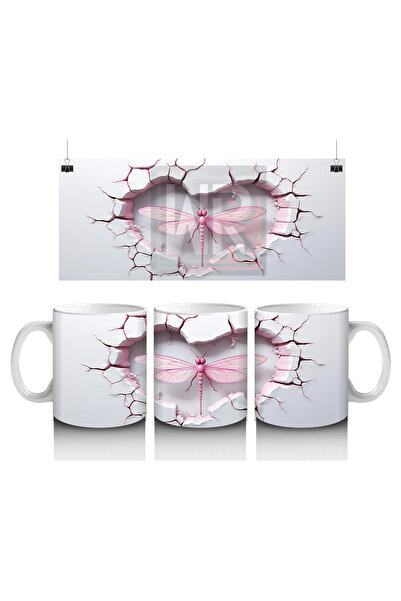 Luluyen زوج من اليعسوب على شكل قلب وردي معقوف – كوب قهوة مطبوع