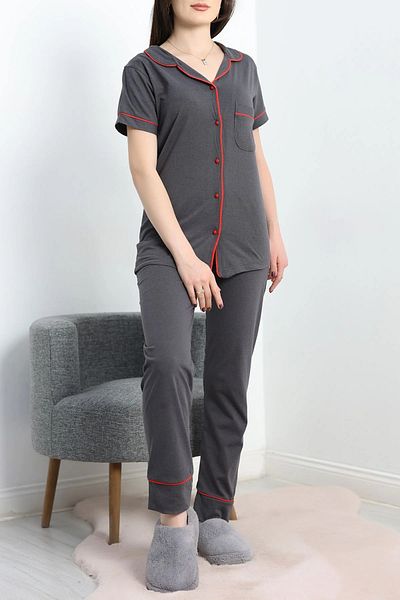 KapadokyaButik Buttoned Single Jersey Pajama Kit