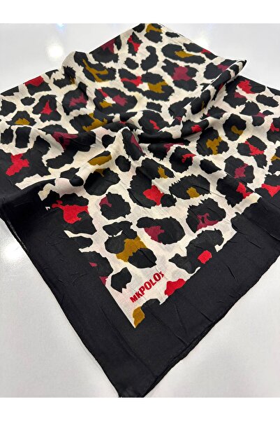 KİBAR İPEK Bambu Kraş Desenli Dikişli Pamuklu Eşarp 100x100cm