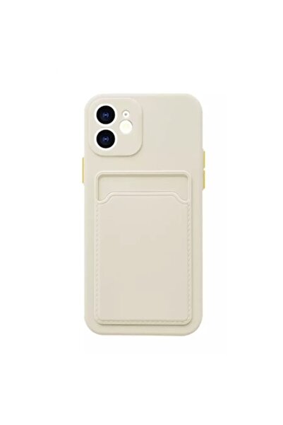 Macomi Carcasă pentru iPhone 12 Pro cu suport pentru carduri, silicon dur, bej