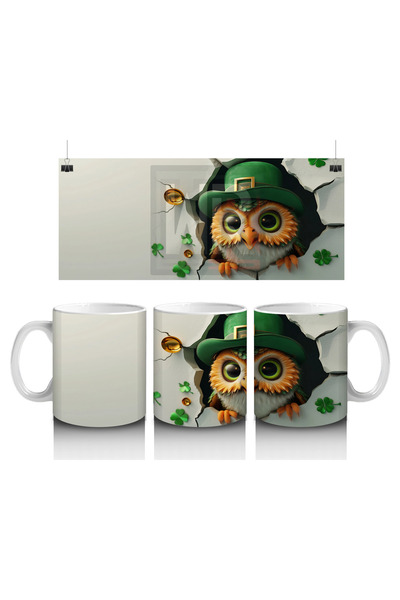 Luluyen Four Leaf Clover and Owl with Hat – Printed Coffee Mug