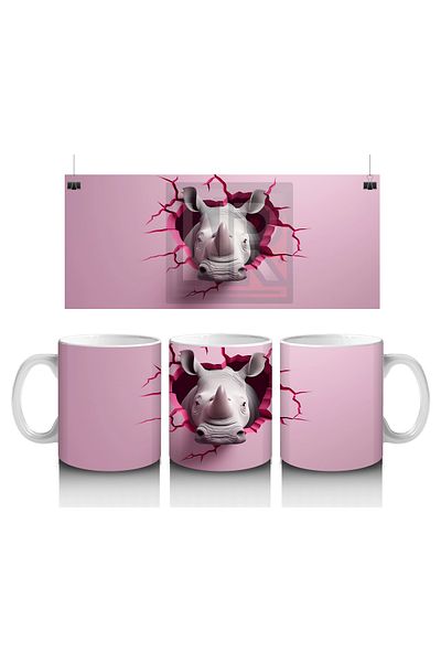 Luluyen Strong Rhino through the Broken Wall - Printed Coffee Mug