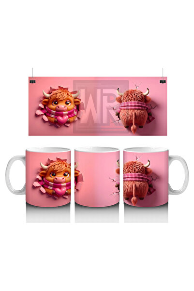 Luluyen Pink Themed Design with Sweet Ox Couple - Printed Coffee Mug