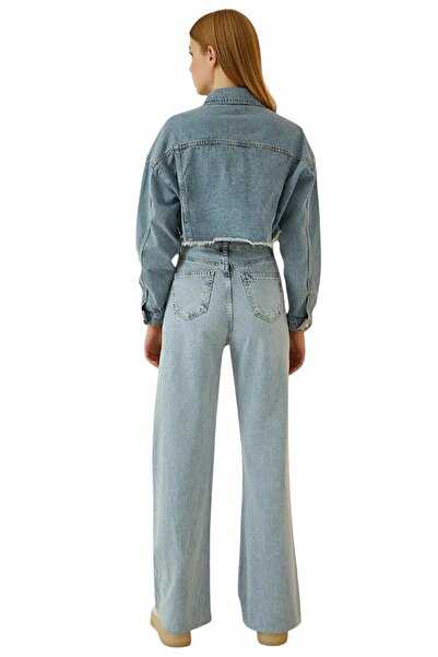 Livik Dobi̇ Girl's Lycra Super High Waist Loose Leg Jeans