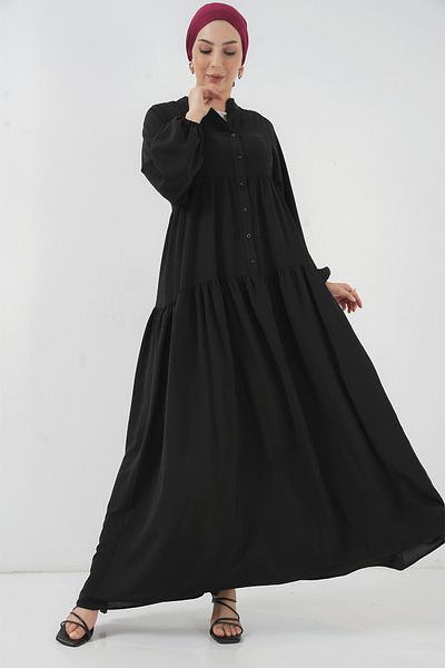 Merterium Rochie lungă hijab pentru femei neagră 1127