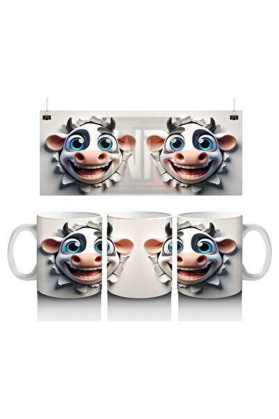 Luluyen كوب على شكل وجه بقرة مبتسمة يحب الأطفال الحليب