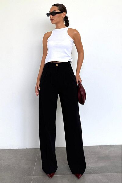 Madmext Black Women's Palazzo Pants Mg2525