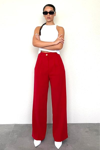 Madmext Red Women's Palazzo Pants Mg2525