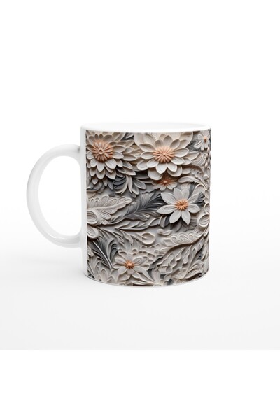 Luluyen Silver Elegance Relief Floral Mug