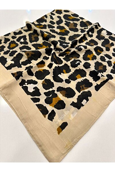 KİBAR İPEK Bambu Kraş Desenli Dikişli Pamuklu Eşarp 100x100cm