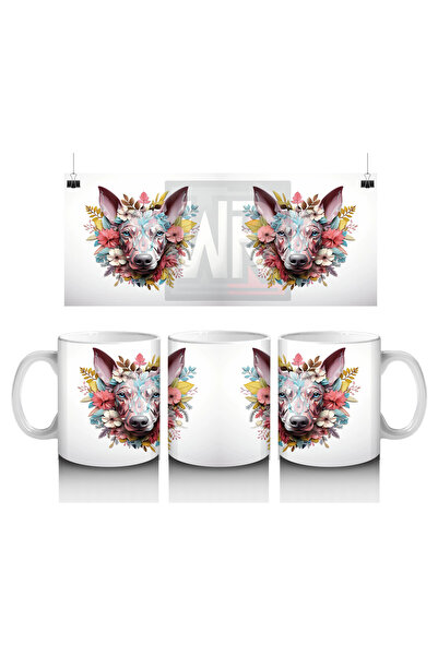 Luluyen صورة كلب مزينة بالزهور الملونة - مطبوعة