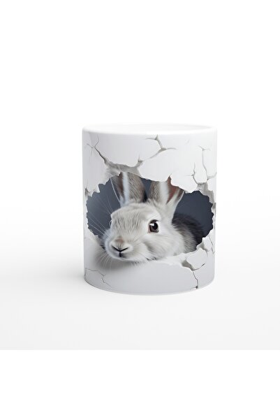 Luluyen كوب مطبوع عليه أرنب ينظر بفضول خلف الجدار