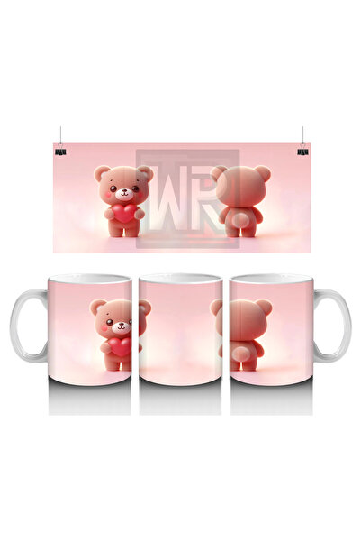 Luluyen Pink Teddy Bear Pair with Front and Back – Printed Coffee Mug