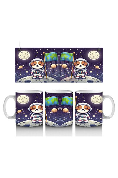 Luluyen Space Explorer Cute Dog Patterned Mug Cup That Makes Children Love Milk