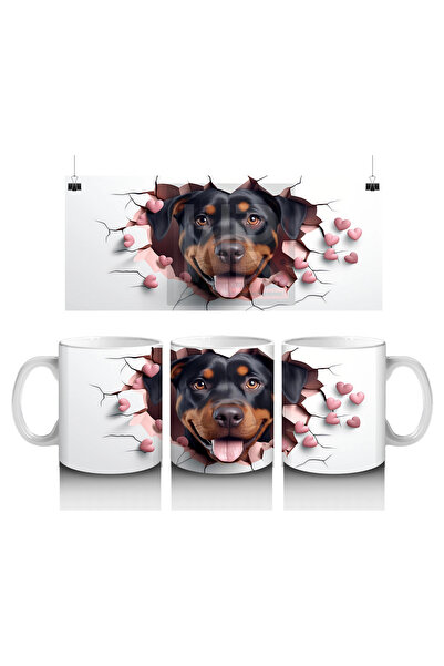 Luluyen دوبرمان يبتسم بين القلوب - كوب قهوة مطبوع