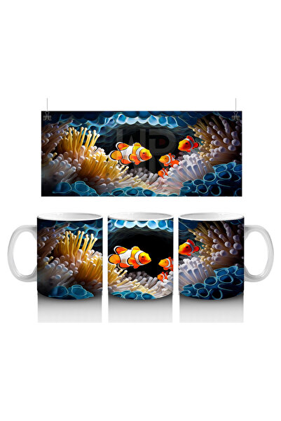 Luluyen أسماك المهرج في صخور المرجان - كوب قهوة مطبوع