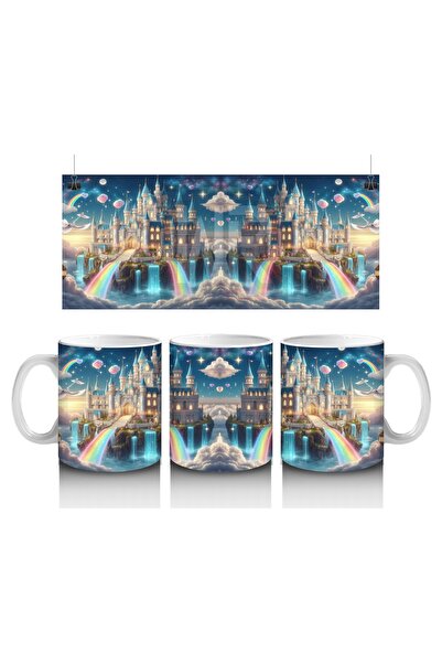 Luluyen Children's Milk Loving Fairy Tale Rainbow Castle Patterned Mug