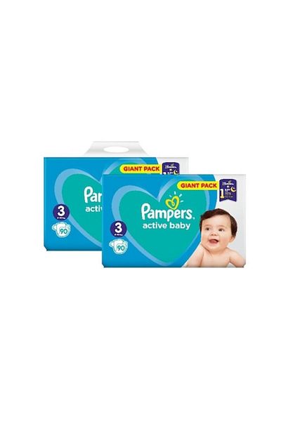 Pampers Pachet 2 x Active Baby Giant Pack - nr.3, 90 buc (180 buc)