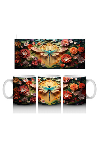 Luluyen الخنفساء المزينة بالزهور البرتقالية والأحمر – كوب مطبوع