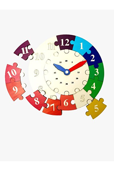 gift plus ساعة تعليمية لغز خشبي ملون - لعبة تعليمية للوقت للأطفال