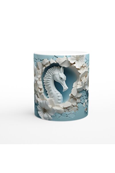 Luluyen كوب مطبوع عليه فرس البحر ينظر من خلال الجدار المتشقق