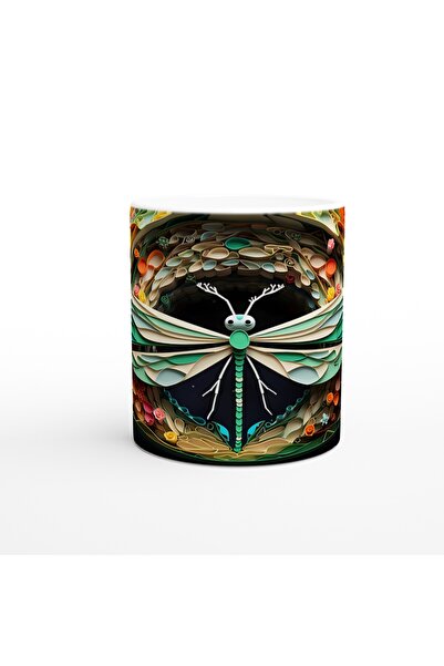 Luluyen كوب مطبوع على شكل يعسوب أنيق على شكل فن ورقي