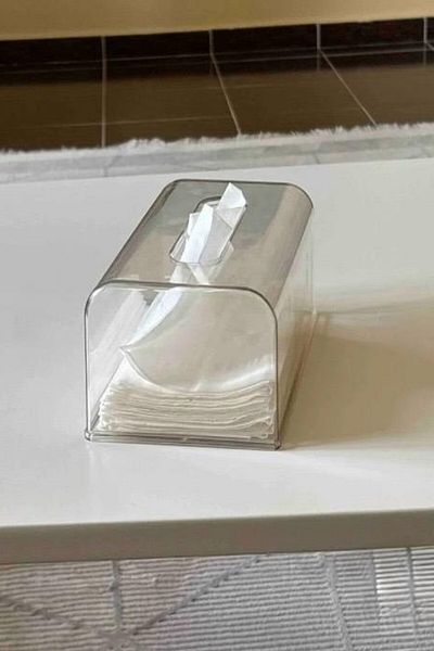 AHİR TİCARET Rectangular Spill-Resistant Transparent Napkin Holder - Z Napkin Compatible Napkin Organizer - Napkin Box