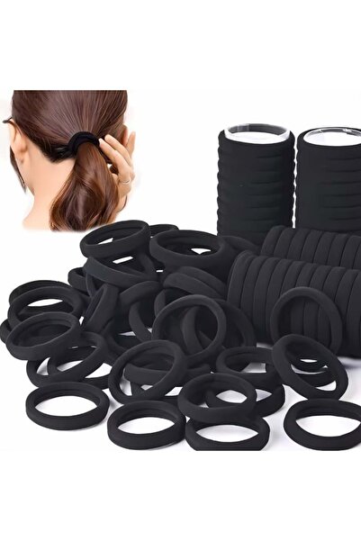 NO BRAND Set elastice de par, material premium, negru, 100 bucati