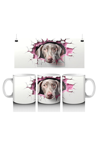 Luluyen Pink Nosed Weimaraner Looking at a Heart Crack – Printed Coffee Mug