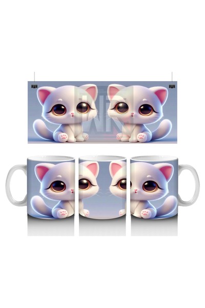 Luluyen كوب قطة بيضاء لطيف يحب الأطفال الحليب