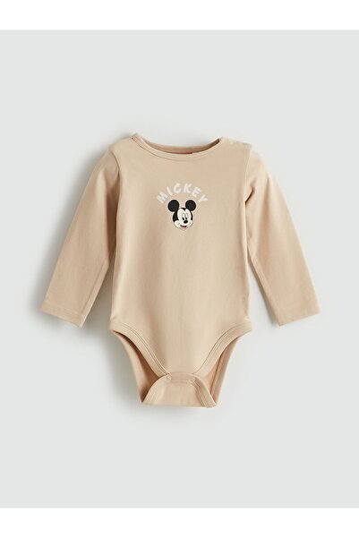 LC Waikiki LCW baby YENİ SEZON Mickey Mouse Baskılı Erkek Bebek Çıtçıtlı Body ve Tayt 2'li