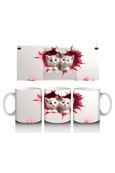 Luluyen قطعتان من الجراء ينظمان من خلال جدار على شكل قلب - كوب قهوة مطبوع