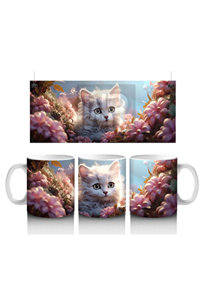 Luluyen قطة متوهجة بين حديقة الزهور - كوب قهوة مطبوع