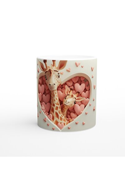 Luluyen كوب مطبوع عليه زرافة الأم والطفل ينظر من نافذة القلب