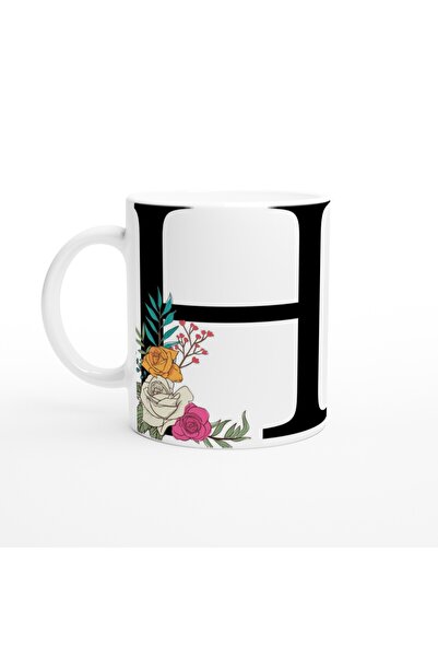 Generic Brand Letter H Flower Motif Mug