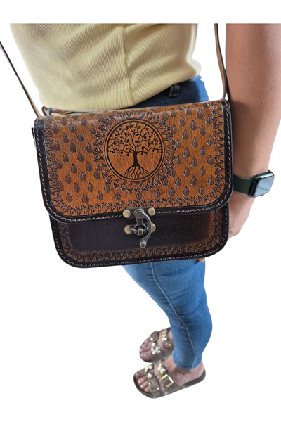 MelAlp Women's Genuine Leather Shoulder Bag Handcrafted Hanmade 18cm X 22cm