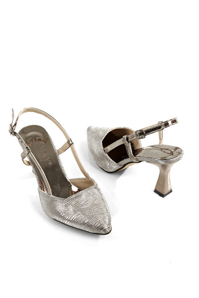 CEMAY Women's Shoes with Pointed Toe, Open Back, 8cm Thin Painted Heels