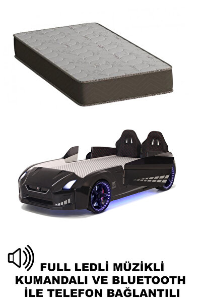 Ferramini Siyah Arabalı Yatak Kapıları Açılan GTR Full Ledli Kumandalı ve Müz...