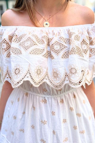 Suzi Embroidered Madonna Collar Dress M38251