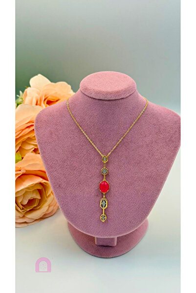 Moond Accessories قلادة على شكل حرف Y من الذهب الوردي والصلب